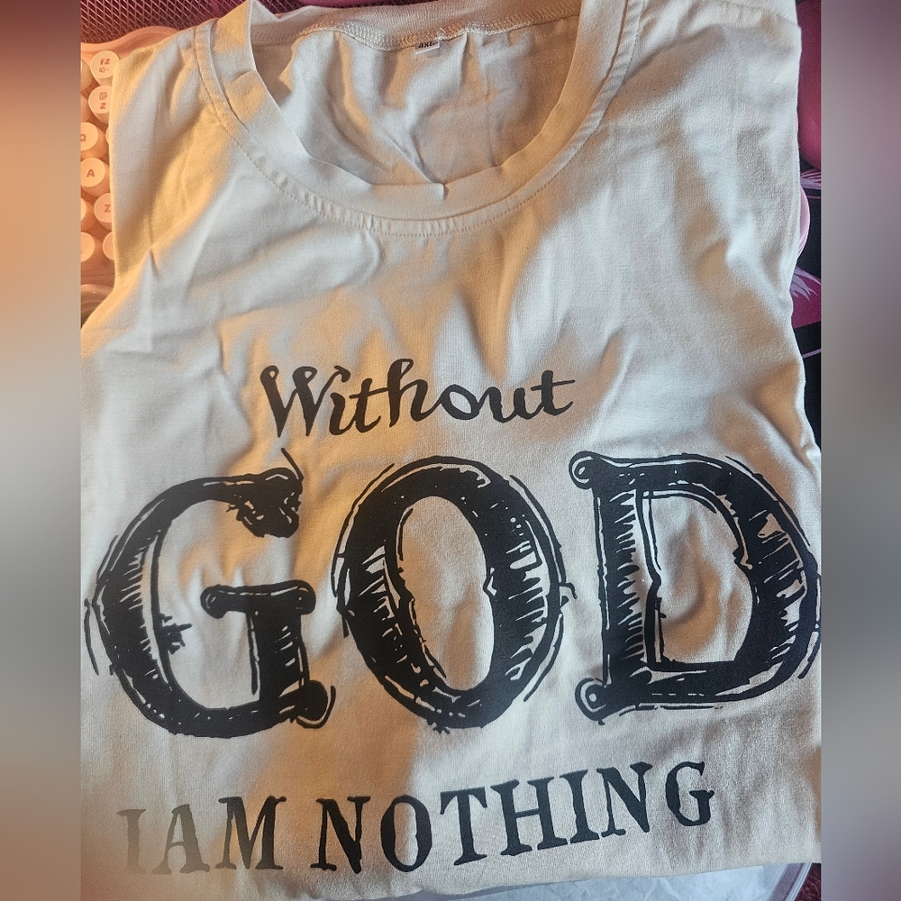 Graphic Tee Without God I Am Nothing Ivory Sz 4Xl -
